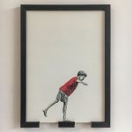 Minimal Red Accent Child Sketch Wall Frame – Aesthetic Walls